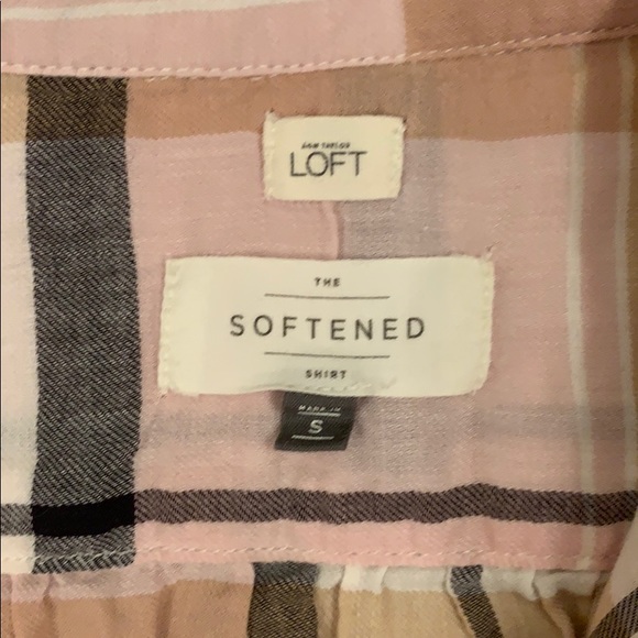 Loft Softened Pink Plaid Button Up Top Size S - Picture 2 of 7
